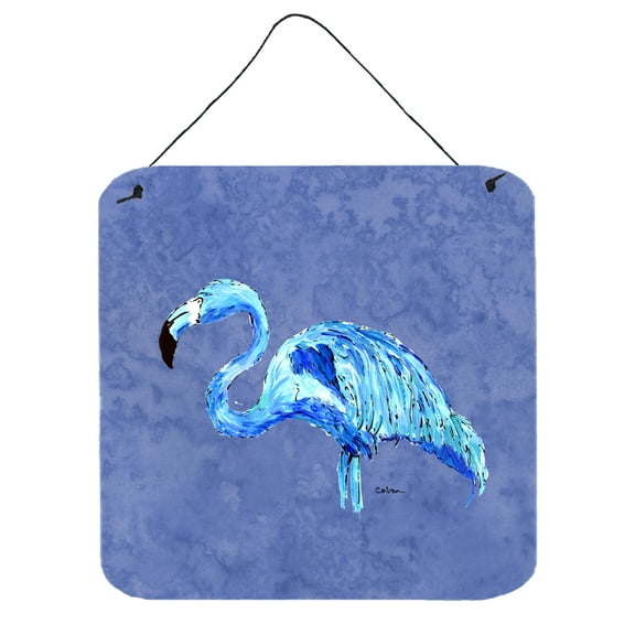 Carolines Treasures 8873DS66 Flamingo On Slate Blue Wall or Door Hanging Prints 6x6 multicolor