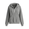 thumbnail image 5 of Horkkom Quarter Zip Pullover Women Pocket Drawstring Hoodies Causal Loose Corduroy Sweatshirts Winter Clothes M, 5 of 5