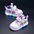 thumbnail image 6 of Light up Shoes for Girls Cute Cartoon Trendy Color Block Flat Sneakers Hook and Loop Lace up Casual Skate Shoes Purple 8.5 Toddler, 6 of 8