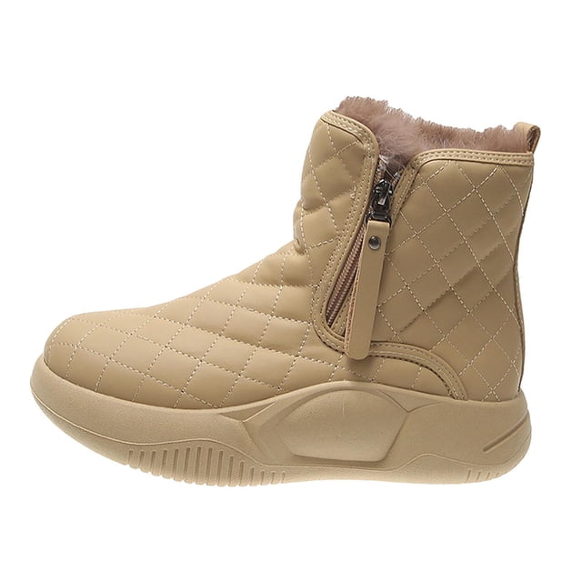 Minnieouse Botas de nieve de invierno Botas cortas con forro cálido Moda para trekking Hiker Winter Calzado Caqui 39 yardas