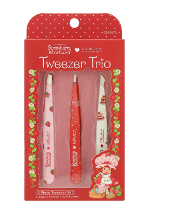 CELAVI STRAWBERRY SHORTCAKE 3PC PRINTED TWEEZER SET