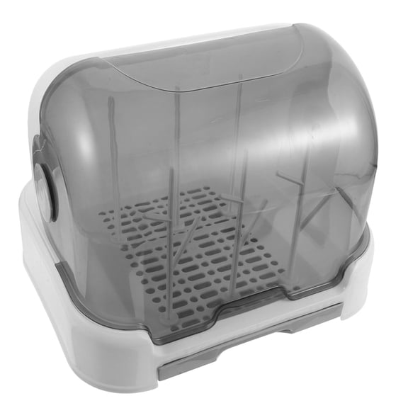 WRISTBIQUE Baby Bottle Drain Shelf 1 Set Dustproof Plastic Grey Compact Storage