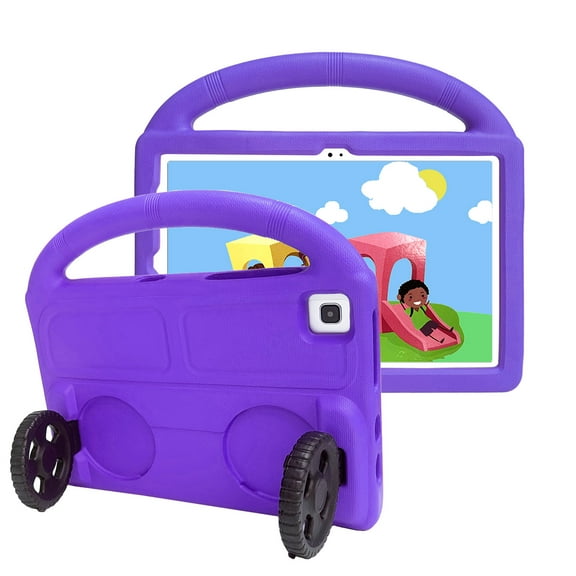 Allytech Kids Case for Samsung Galaxy Tab A8 10.5" 2022 SM-X200/X205/X207, Silicone EVA Cute Car Design Hanlde Stand Shockproof Lightweight Kids Friendly Case for Girls Boys - Purple