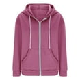 thumbnail image 4 of Siilsaa Lightweight Jacket Women Casual Hoodie Sweatshirt Hooded Coat Tops Long Sleeve Blouse Pink,2XL, 4 of 5