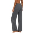 thumbnail image 7 of QUNYINEY Straight Leg Women's Pants Gray Casual Cotton Linen Pants Relaxed Fit Elastic Waist with Pockets Summer Drawstring Pants, 7 of 7