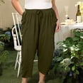 thumbnail image 5 of Today Sales, lcziwo Loose Fit Capris Pants for Women Summer Casual Drawstring Lantern Beach Pants Vacation Linen Cropped Trousers with Pockets Army Green XL, 5 of 9