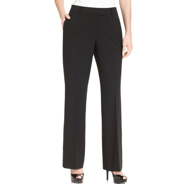 Anne Klein - Anne Klein NEW Deep Solid Black Women's 10 Straight-Leg Dress Pants - Walmart.com