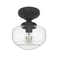 thumbnail image 2 of Hunter - Saddle Creek 1-light Noble Bronze, Small Flush Mount Light, Dimmable, Schoolhouse Style, Schoolhouse Shaped, for Bedrooms, Kitchens, Dining, Living Rooms - 19114, 2 of 5