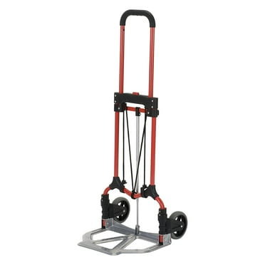 Magna Cart Personal Folding Steel Hand Truck, 160lb Capacity, Red/Silver
