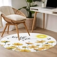 thumbnail image 5 of Round Area Rug 4ft,Rustic Yellow Flower Butterfly Washable Carpet Non-Slip Runner Accent Rugs Indoor Floor Mat for Bedroom Living Room Decor,Farmhouse Pastoral Plant, 5 of 9