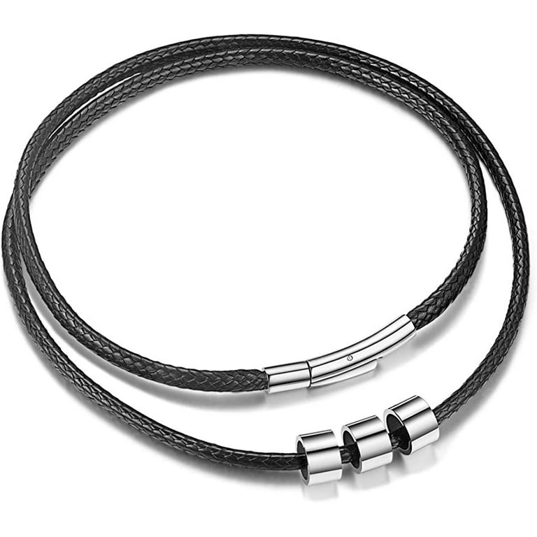 ChainsProMax Male Necklace Leather Necklace Cord for Women Waterproof with  Durable Safe Stainless Steel Clasp 3mm 22 inch Chain