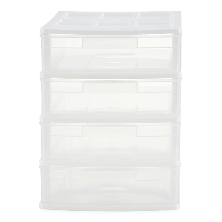 Gracious Living 4 Drawer Desktop Storage w Organizer Lid White