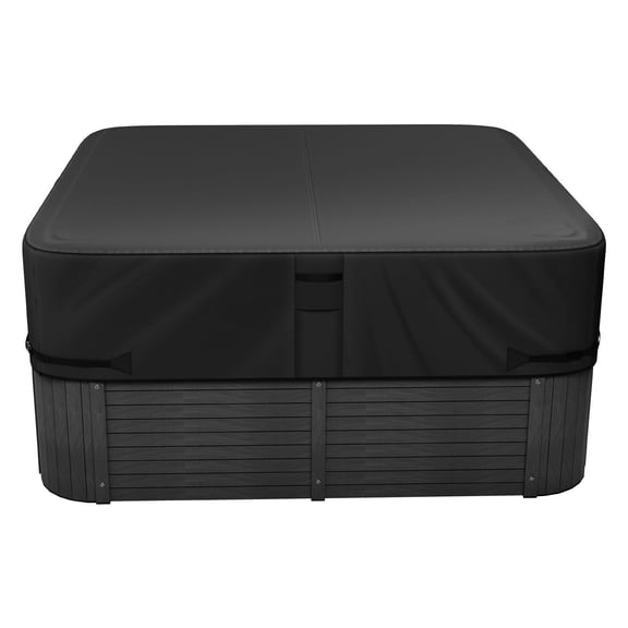 Outdoor Hot Tub Cover 80x80x20 Inch Weatherproof Waterproof Protector 600D Heavy Duty Oxford Fabric 950N Tearing Strength Square Spa Cover Black