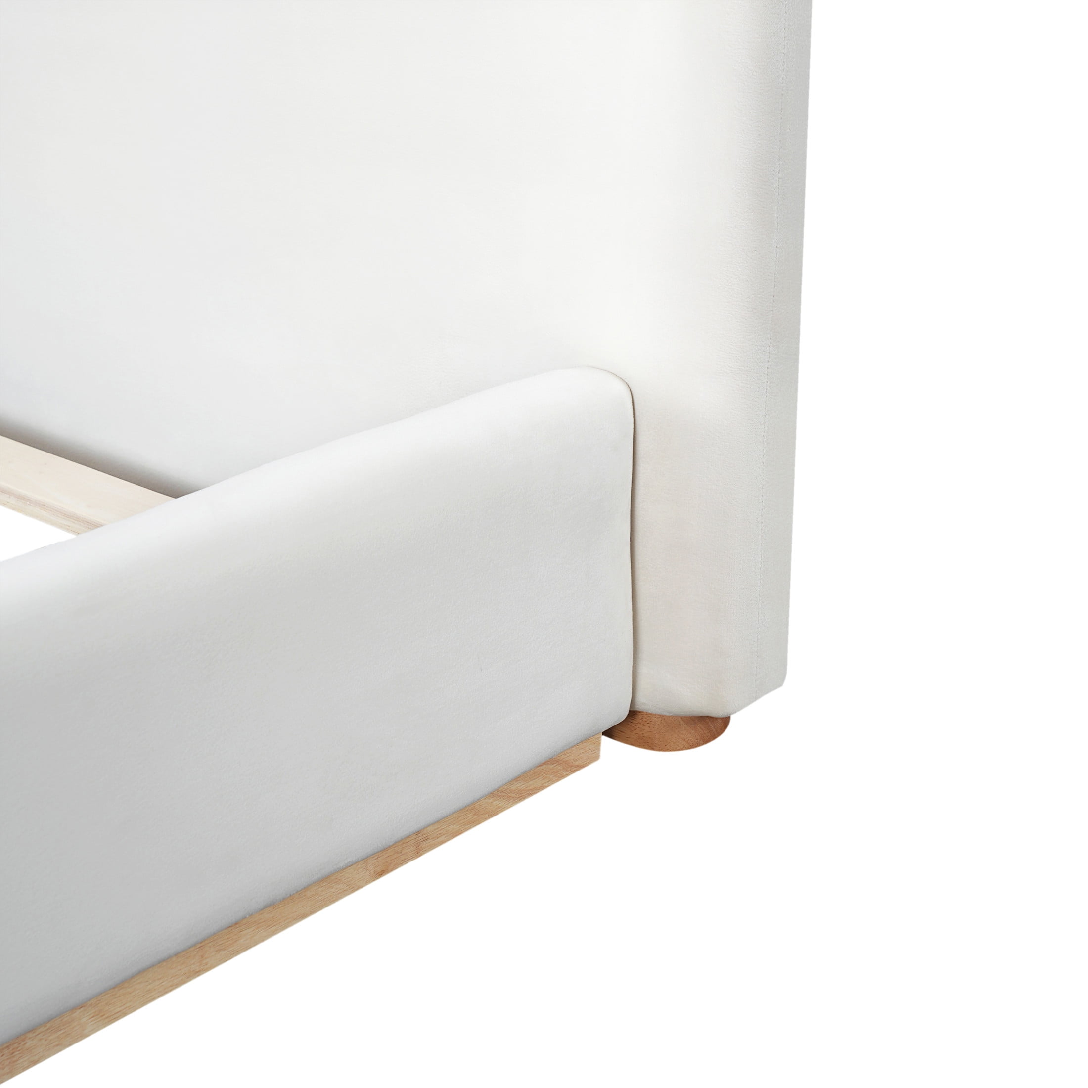Christopher Knight Home Velvet Upholstered King Bed, Solid Wood Platform  Bed Frame, White