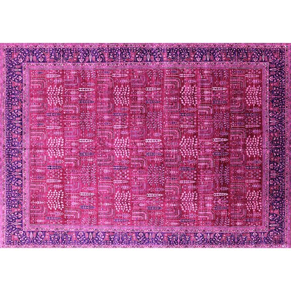 Ahgly Company Indoor Rectangle Oriental Pink Industrial Area Rugs, 5' x 7'