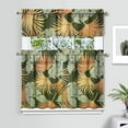 thumbnail image 2 of 3PCS Hawaiian Leaf Kitchen Curtain Set, 27.5x36 Inch Polyester Botanical Tier and Valance Drapes, Tropical Flower Window Treatments for Bathroom or Kitchen, 2 of 6
