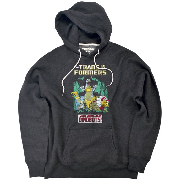 Transformers 40th Anniversary Grimlock and Dinobots Unisex Adult Slim Fit Pull-Over Heather Hoodie, Charcoal, Small