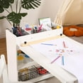 thumbnail image 5 of Kids Art Table Set, with Storage Shelves, Table and Chairs Set, for Crafting, Drawing, Children's Wooden Furniture for Classroom, Nursery ,Classroom, White, 5 of 7