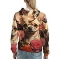 thumbnail image 7 of Salouo Vintage Red Flower Chihuahua Pattern Hoodie Sweatshirts for Women, Autumn Pullover Hoodie Workout Sweat Women's Long Sleeve Preppy Sweatshirts-Medium, 7 of 7