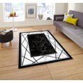 thumbnail image 3 of Black and White Marble Area Rug Modern Light Luxury Geometry Area Rugs with Non Slip Rugs for Living Room Bedroom Carpet Stain Resistant, Home Decor Office Rug 4x6ft, 3 of 6