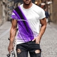 thumbnail image 2 of ZCFZJW Mens Funny Cool T-Shirts Casual 3D Striped Color Contrast Print Novelty Short Sleeve Round Neck Pullover Tops Loose Fit Soft Cotton Basic Workout Tees Shirt Purple XL, 2 of 5