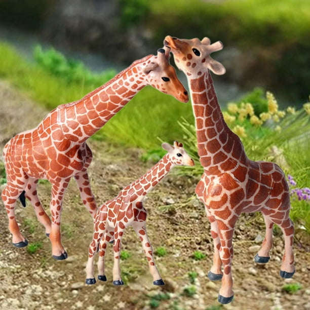 Figuras de jirafa de 3 piezas, juguetes educativos divertidos, accesorios de enseñanza, figuras de jirafa de simulación, animales para niños de 3 años Suite Jirafa