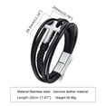 thumbnail image 5 of 20cm Black Genuine Leather for Male Bracelet Silver/Black Cross Bangle 7.87", 5 of 7