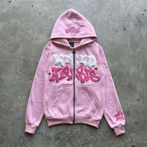 Shop Pink Bear Ear Hooded Zipper Up Shaggy Coat online