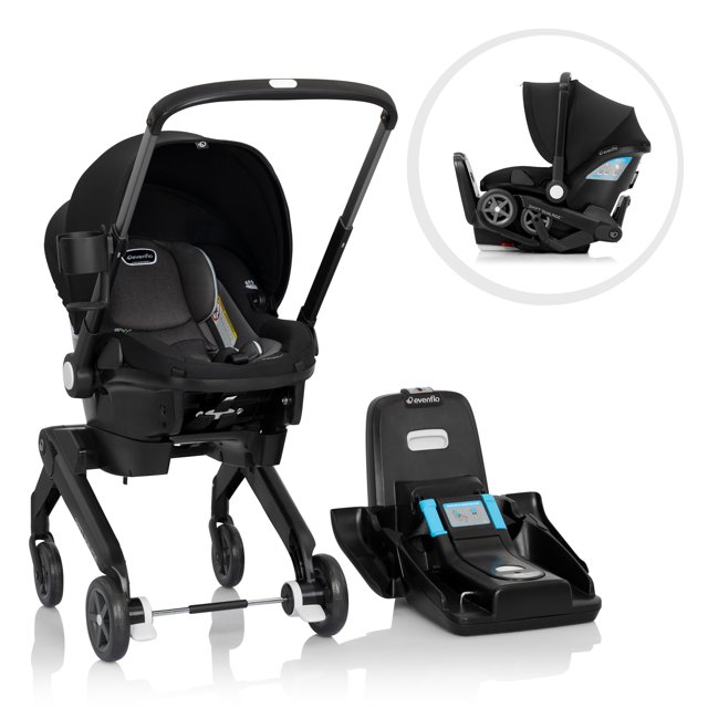 Evenflo Shyft DualRide Ensemble Siège d'Auto pour Bébé et Poussette (Poids 3-30 lbs, Taille Max 32 Pouces)