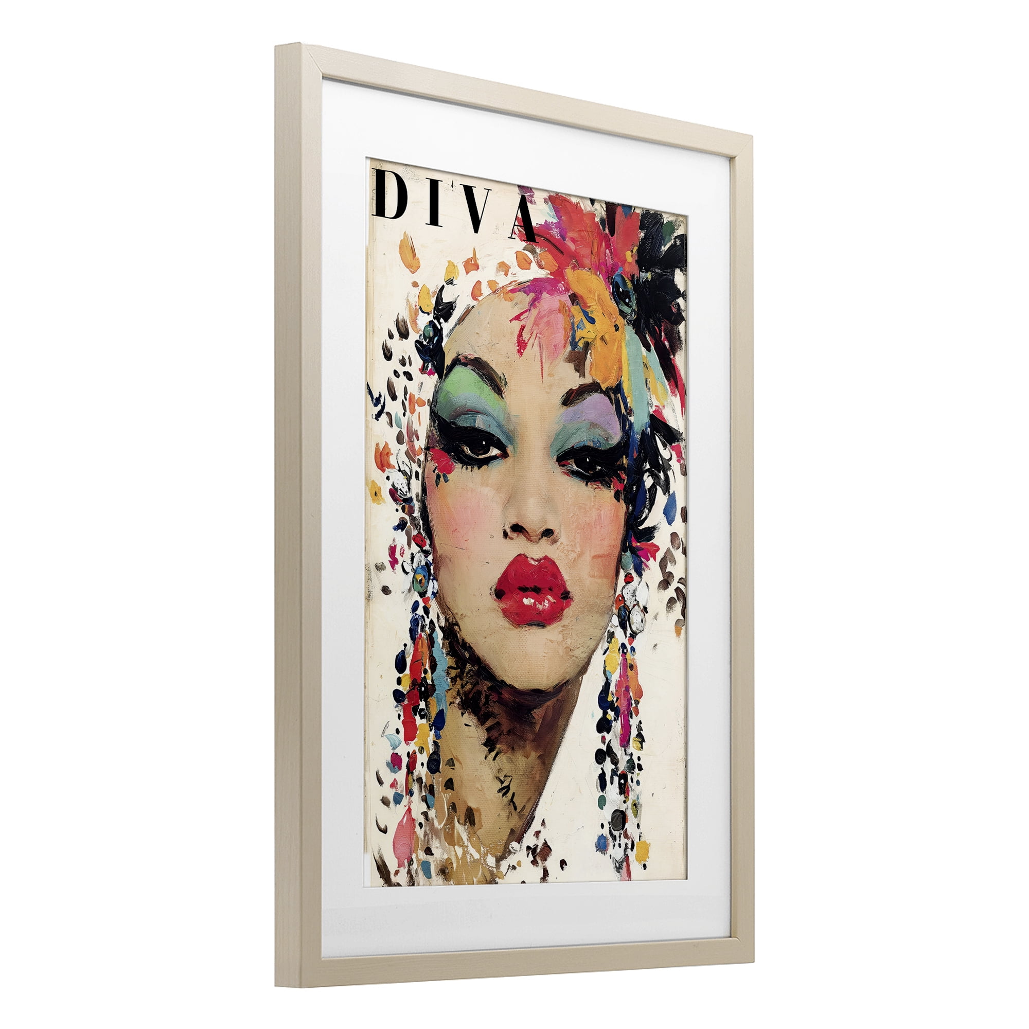 Stupell Industries Diva Fashion Portrait Birch Framed Print Under Glass, design by Annabelle Hall