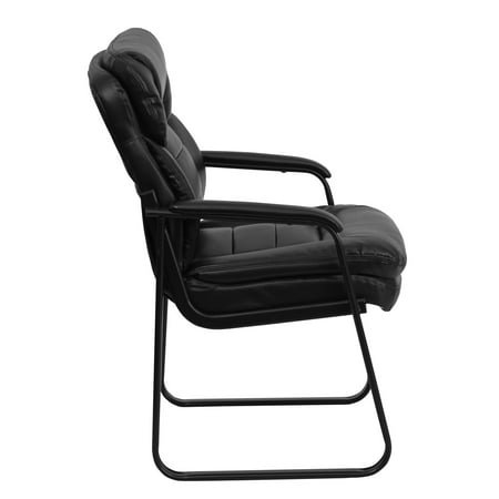 Flash Furniture - Isla  Contemporary Leather/Faux Leather Side Chair - Upholstered - Black LeatherSoft