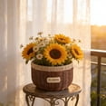 thumbnail image 4 of COM1950s Plastic Woven Storage Basket, Farmhouse Planter Pot for Home Decor, Handmade Rattan Look Container for Succulents or Flowers, 4 of 7