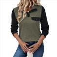 thumbnail image 3 of Blusa Holgada de Retazos con Cuello de Solapa y Botones de Larga con Bloques de Color para Mujer, Estilo Urbano Y2K Verde L, 3 of 6