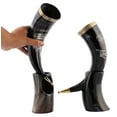 thumbnail image 2 of Viking Drinking Horn Mug and Drinking Horn With Stand 16 oz Genuine Handcrafted Cup for Mead, Wine, Ale, Water and Beer Tankard 2 Pcs Set Thor Horn & Thor Mug, 2 of 8