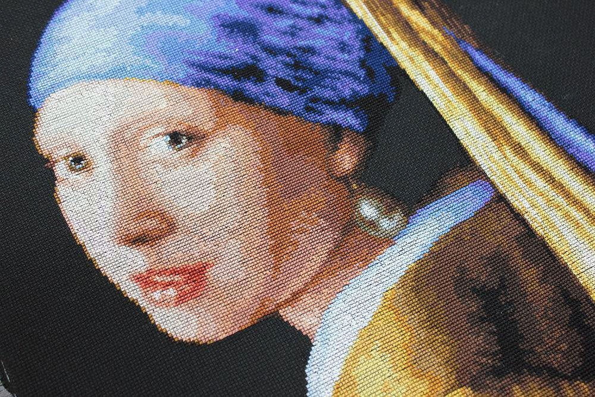 Counted Cross-Stitch Kit Girl With A Pearl B467 By Luca-S Needlework Blue Orange Canvas Cotton