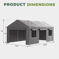 thumbnail image 3 of BaPiPro 12x20FT Heavy Duty Carport, Portable Outdoor Garage with Removable Sidewalls & All-Weather Metal Frame for Vehicle Parking, Gray, 3 of 8