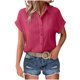 thumbnail image 1 of Jean Botones para Vaqueros Sueltos Mujeres de Verano Color Sólido Solapa Manga Corta Cardigan, Botón Suelto Camisa Top para el Uso Diario Casual, 1 of 9