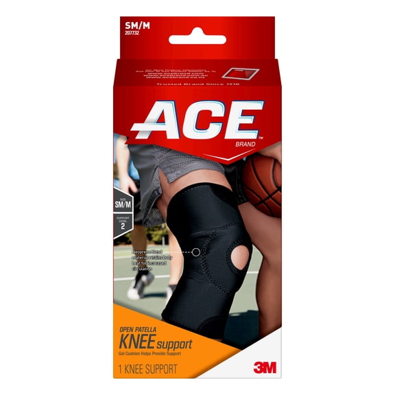 ACE Brand Open Patella Knee Brace, Size Small/Medium, Black