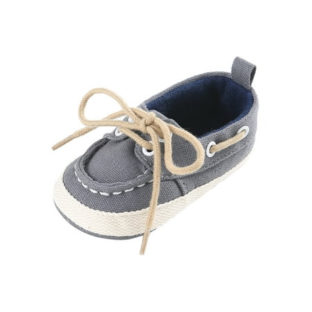 

Wazshop Infant Crib Shoes Soft Sole Sneakers First Walkers Casual Shoe Anti Lace Up Loafers Baby Girls Boys Moccasins Canvas Comfortable Gray 6-12 months
