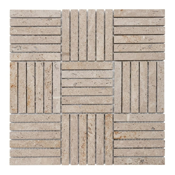 Modket TDH364NS Beige Sand Travertine Marble Stone Parquet Mosaic Tile Kitchen Wall Backsplash
