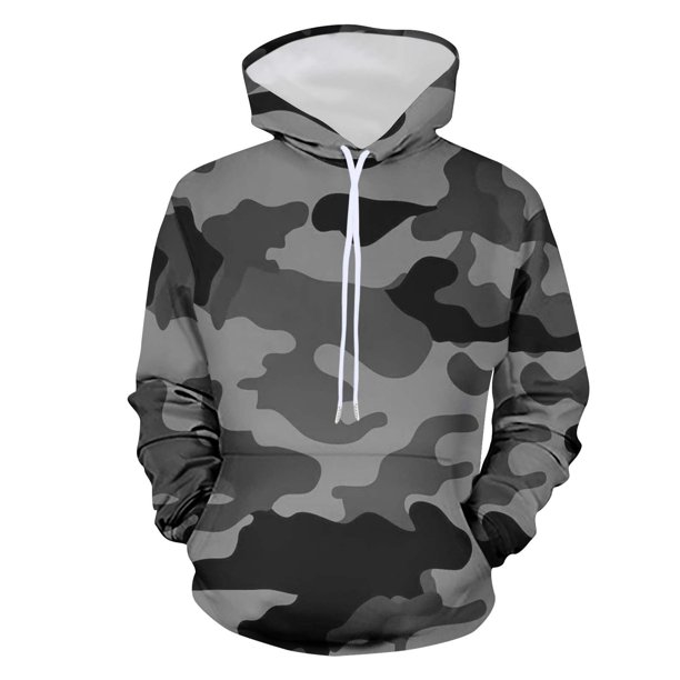 Sudadera con capucha Umfun para hombre, de camuflaje, de manga larga, para gimnasio, para entrenamiento, con bolsillo, gris, talla 4XL