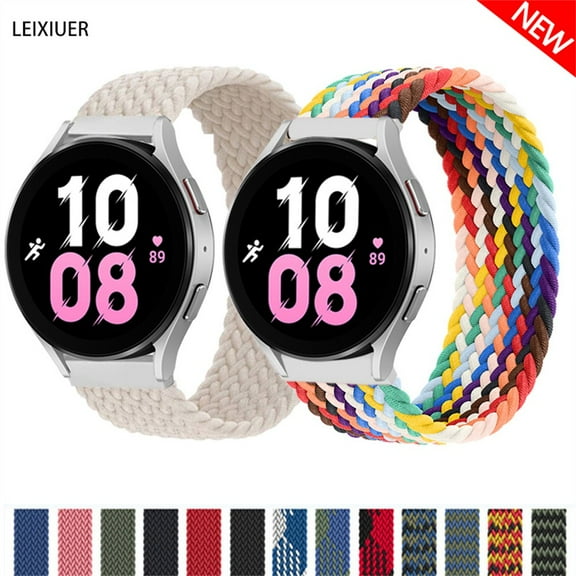 LEIXIUER Braided Solo Loop for 20mm 22mm Samsung Galaxy Watch 6/5/4 Band 44mm 40mm/6 4 Classic 43mm 47mm 46mm 42mm/Galaxy Watch 5 Pro 45mm/Active 2 Nylon Strap for Samsung Watch 46mm/Watch 3 45mm