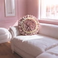 thumbnail image 2 of JWH Decorative 3D Flower Throw Pillows for Bedding Living Room Sofa Couch Decor Round Shaped Cushions 14 inch Dusty Pink White, 2 of 8