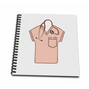 3dRose Coral Scrub Top, Stethoscope, Thermometer, and Syringe - Mini Notepad, 4 by 4-inch