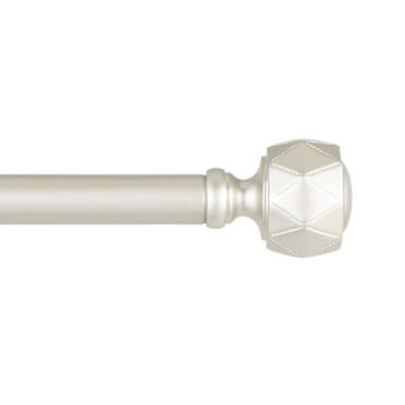 Exclusive Home Acanthus Curtain Rod Set - Adjustable 36-72 Inches, 1 Inch Diameter, Off White With Carved Leaf Finials