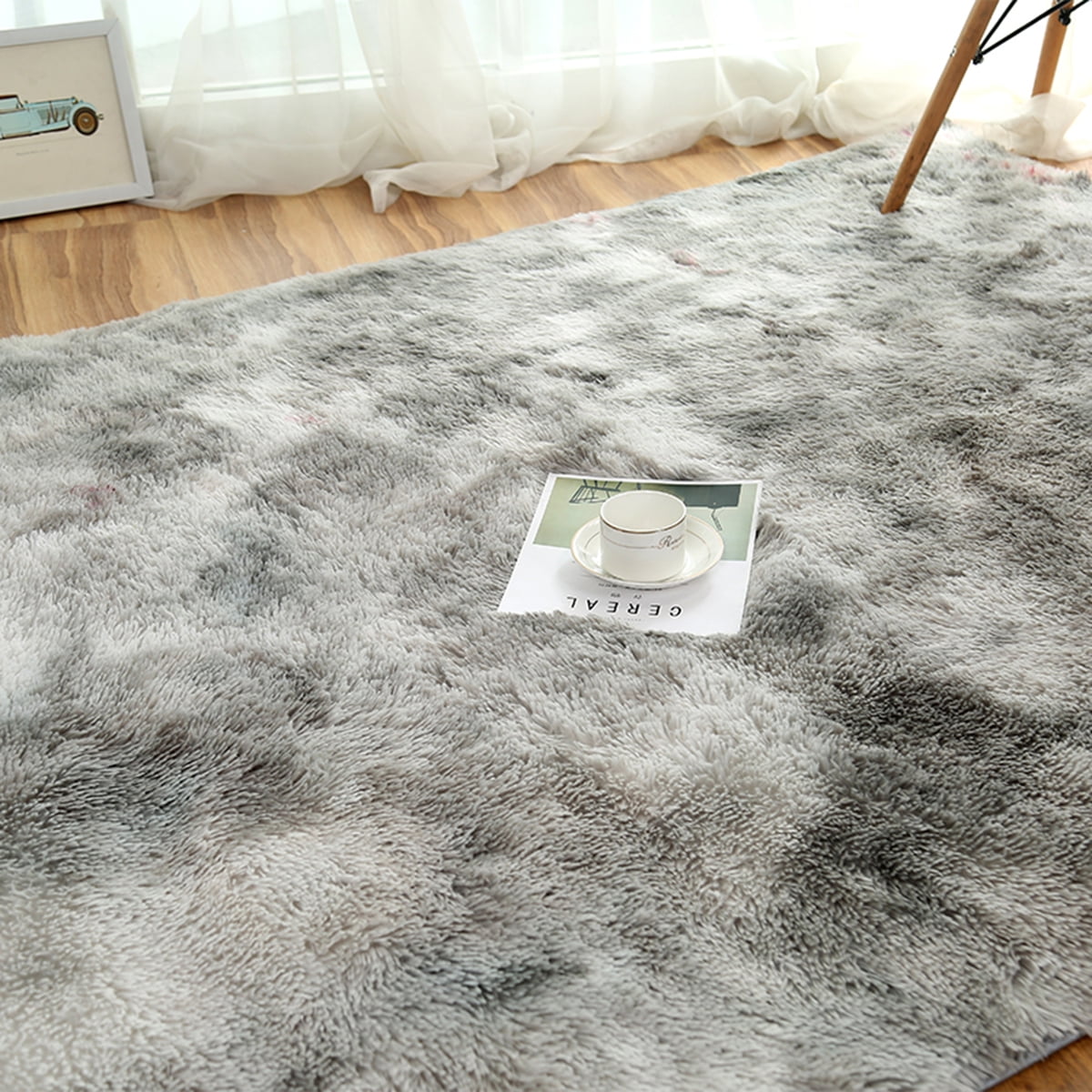 area plush rug washable bedroom soft floor super fluffy shag dye tie carpet dining shaggy walmart bedside mat