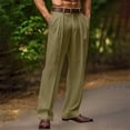 thumbnail image 2 of Men's Casual Linen Pants Loose Straight Leg Yoga Beach Summer Long Pants, 2 of 9