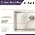 thumbnail image 4 of Vuzati 32" x 18" x 9" Undermount Stainless Steel Single Bowl Kitchen Sink, 4 of 7