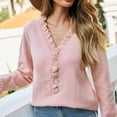 thumbnail image 2 of Gibobby Sueter para mujer invierno casual De Mujer Otoño/Invierno De Punto Con Detalle De Botones Y Escote De(Rosa,CH), 2 of 5