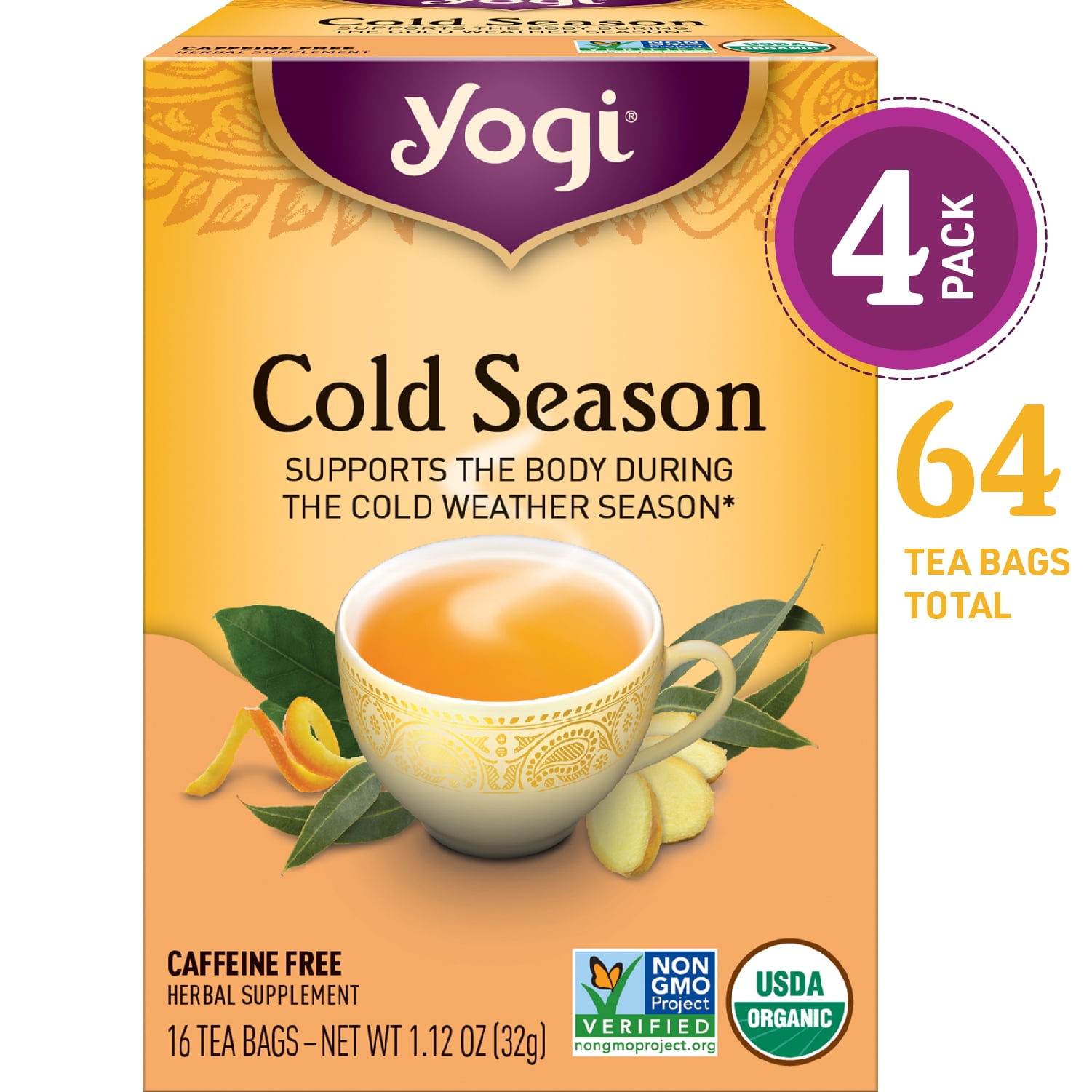 Yogi Tea, Herbal Tea Bags, Cold Season Tea, Supports the Body During the Cold Weather Season, 16